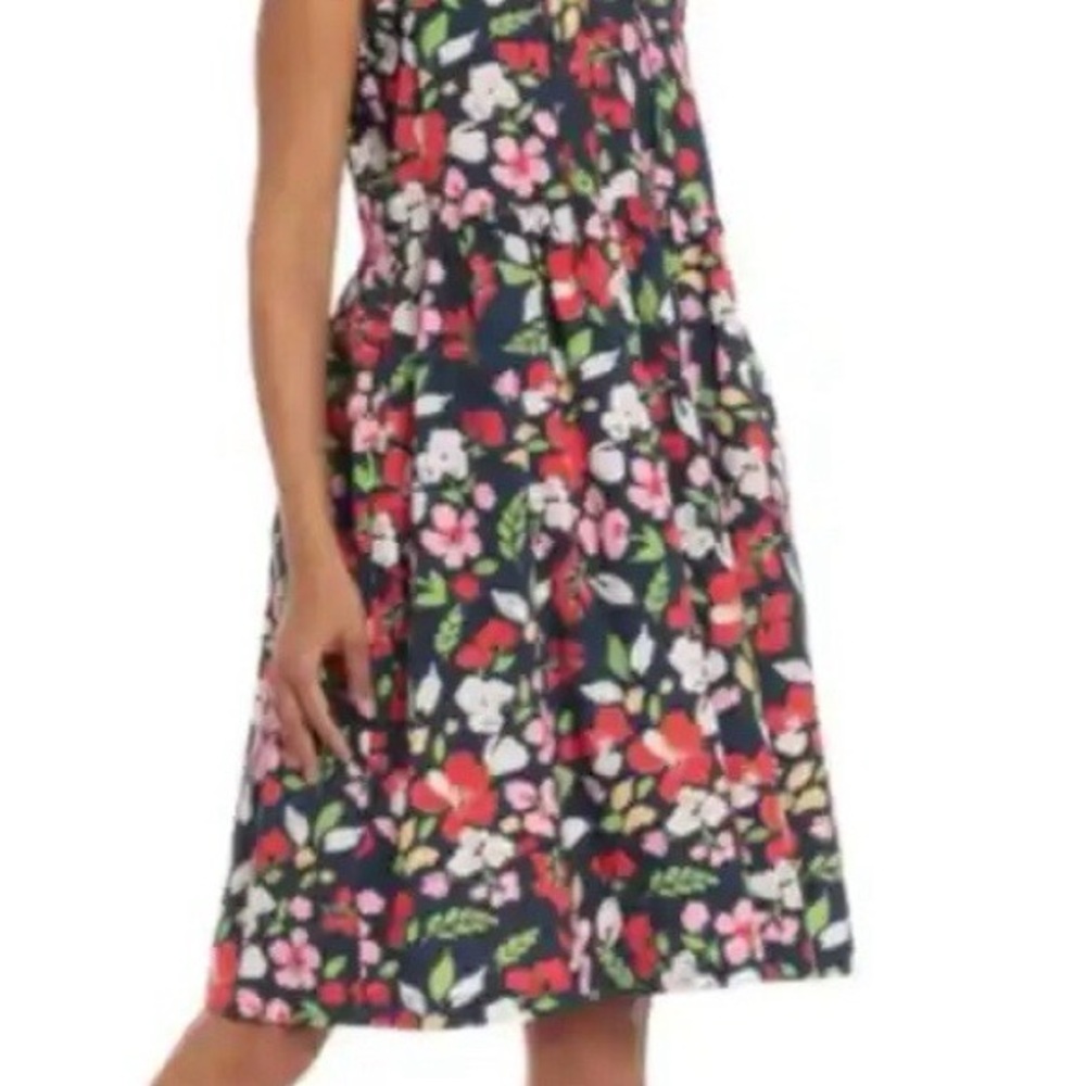 Maggy London Floral Dress - Red, Pink, Green on Black